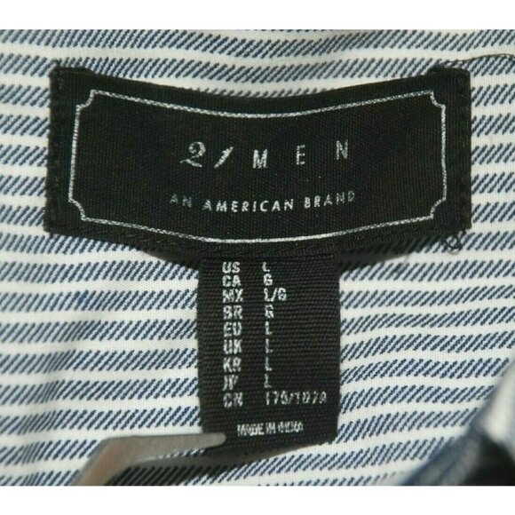 21 Men Men's Gray Striped Shirt Size L Roll Tab - Picture 9 of 10